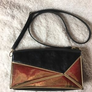 Vieta black and gold crossbody bag
